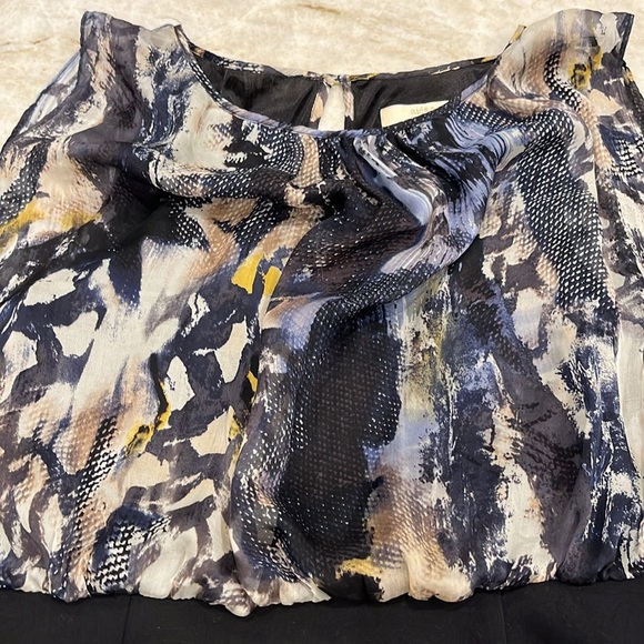 Aidan‎ Mattox Silk Blouson Mini Dress | Blue Grey Black | Size 14 | Excellent - Picture 5 of 15